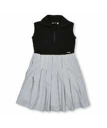 BeBe | ストライプポンチ切替ハーフジッププリーツワンピース(90~150cm)(ワンピース)