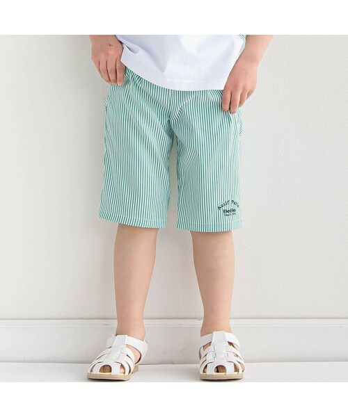 BeBe（ベベ）の「ストライプハーフパンツ(90~150cm)（その他パンツ・キッズ・ブラック/グリーン・110）」の2枚目の写真