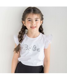 BeBe | シルバースパンコールロゴフリル袖Tシャツ(100~160cm)(Tシャツ/カットソー)