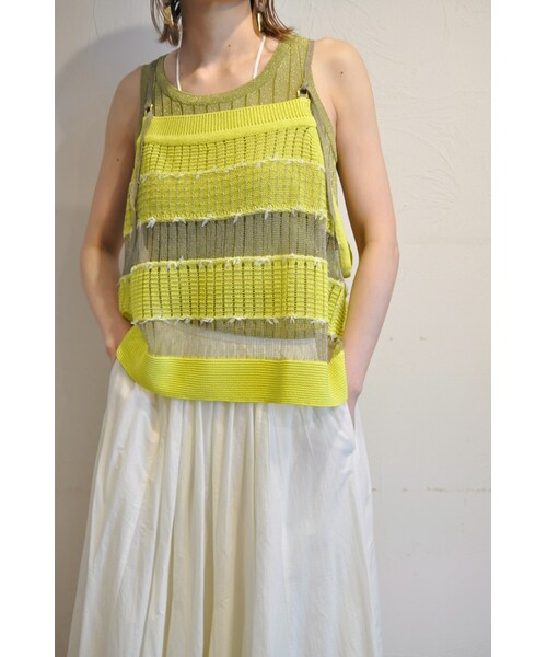 EN'DAY（エンディ）の「シアーニットキャミソール（キャミソール・レディース・ホワイト/イエロー/ブラック・one）」の3枚目の写真