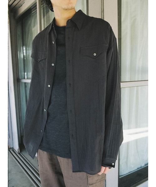 LIDNM（リドム）の「WASHED VOILE SHEER SHIRT（シャツ/ブラウス・メンズ・ホワイト/ブラック・S/M/L）」の21枚目の写真
