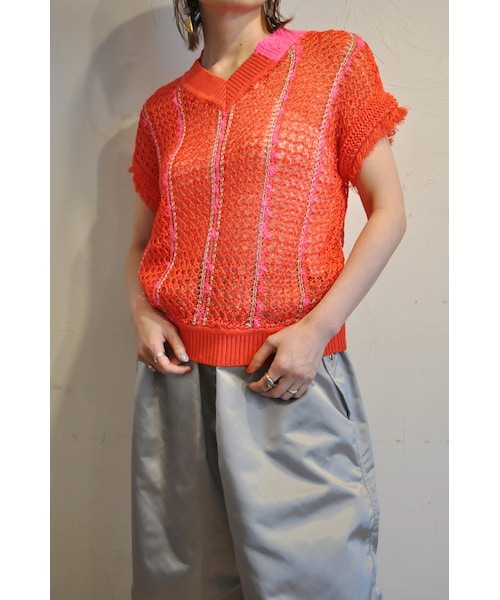 EN'DAY（エンディ）の「ジオメトリックフリンジニット（ニット/セーター・レディース・グレー/オレンジ/ブラック・one）」の3枚目の写真