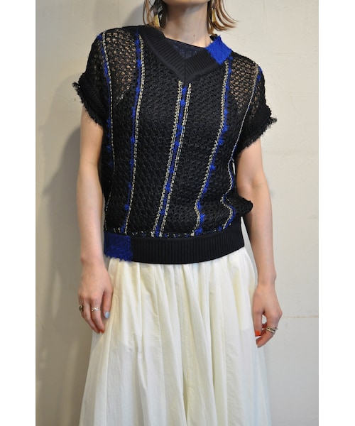 EN'DAY（エンディ）の「ジオメトリックフリンジニット（ニット/セーター・レディース・グレー/オレンジ/ブラック・one）」の2枚目の写真