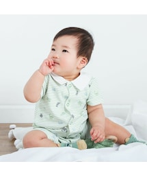 SLAP SLIP BABY | 【お揃い】襟付き恐竜アニマルプリントボーダー柄ロンパースベビー(60~80cm)(ロンパース)
