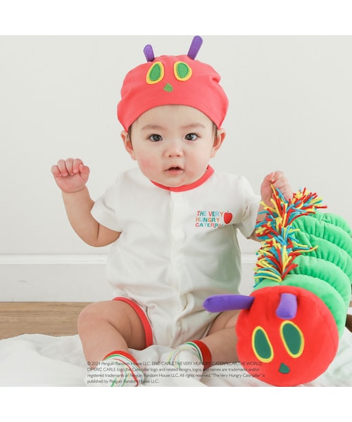 SLAP SLIP BABY(スラップスリップベビー)の「【絵本コラボ-はらぺこあおむし-】おしりアップリケ半袖ロンパースベビー(60~80cm)(ロンパース・キッズ・レッド/その他・70)」の1枚目の写真