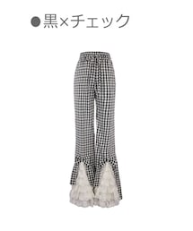 Bobon21 裾レースクラシカルガーリーフレアパンツ 黒 bobon21 裾レースクラシカルガーリーフレアパンツ - メルカリ