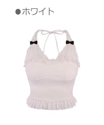 リボン付きキャミソール ホルターネック ピンク シフォン ホルターネック キャミソール ニット 夏 : 藤田ストア - 通販