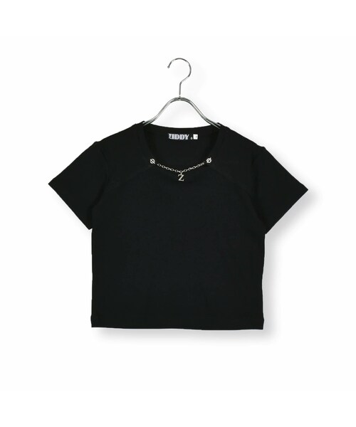 ZIDDY（ジディ）の「【 ニコ☆プチ 掲載 】チェーン取り外しテレコTシャツ(130~160cm)（Tシャツ/カットソー・キッズ・ブルー/ブラック・150）」の2枚目の写真