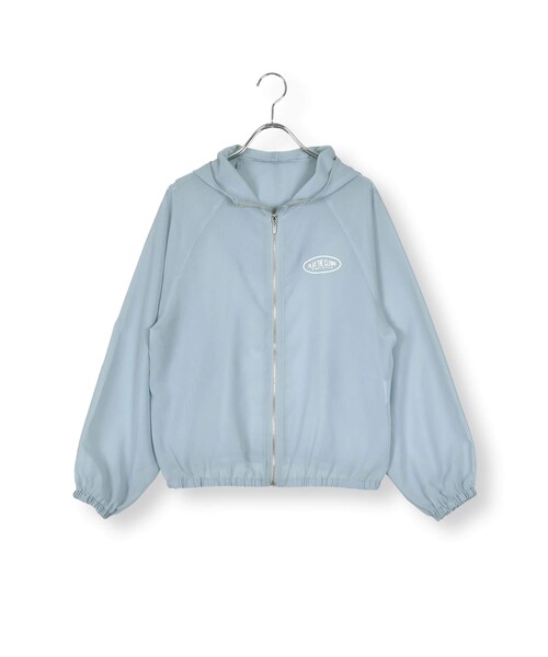 ZIDDY（ジディ）の「【 ニコ☆プチ 掲載 】【 UVカット 】フード付きシアーブルゾン(130~160cm)（Tシャツ/カットソー・キッズ・ブルー系/ブラック・150）」の2枚目の写真