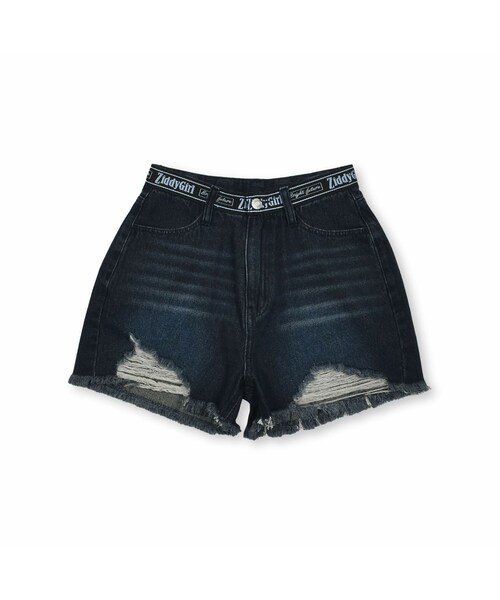 ZIDDY（ジディ）の「ロゴウエストダメージデニムショートパンツ(130~160cm)（デニムパンツ・キッズ・ブルー/ホワイト・150）」の2枚目の写真