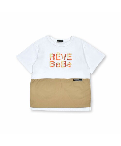 BeBe(ベベ)の「タフタ切り替え発砲プリントマーブルロゴ半袖Tシャツ(90~150cm)(Tシャツ/カットソー・キッズ・ブルー/ホワイト・110)」の2枚目の写真