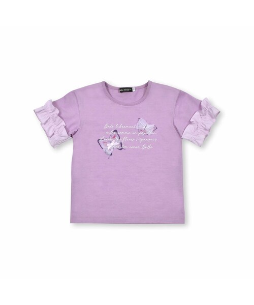 BeBe(ベベ)の「水彩風ちょうちょプリント半袖Tシャツ(90~150cm)(Tシャツ/カットソー・キッズ・ホワイト/パープル・110)」の2枚目の写真