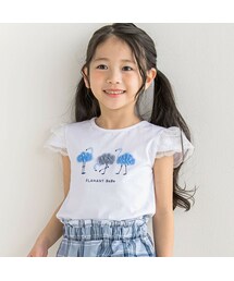 BeBe | レース袖フラミンゴフリルTシャツ(90~150cm)(Tシャツ/カットソー)