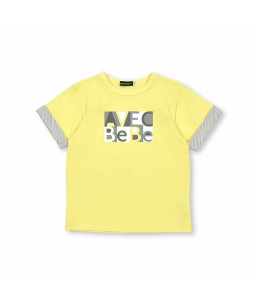 BeBe(ベベ)の「グラフィックロゴプリント袖切り替え半袖Tシャツ(90~150cm)(Tシャツ/カットソー・キッズ・ホワイト/イエロー・110)」の2枚目の写真