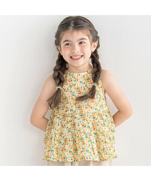BeBe(ベベ)の「【DEVEAUX】グラフィックティアードブラウス(90~150cm)(シャツ/ブラウス・キッズ・グリーン/イエロー・110)」の2枚目の写真