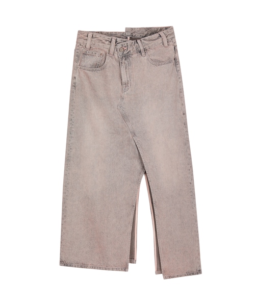 JNBY（ジェーエヌビーワイ）の「Asymmetric-waist Slit Denim Skirt（デニムスカート・レディース・ブルー/ホワイト/ピンク・34/36/38/40）」の3枚目の写真