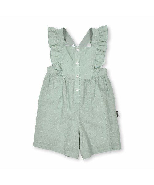 Noeil aime BeBe(ノイユエイムベベ)の「コットンレース肩フリルサロペット(90~130cm)(サロペット/オーバーオール・キッズ・グリーン/ブラウン・110)」の1枚目の写真