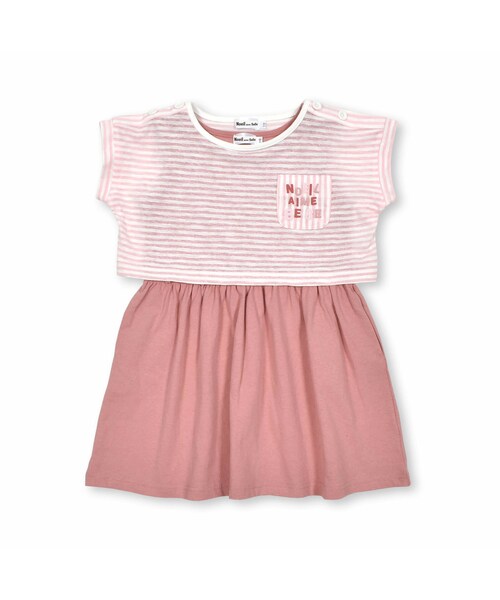 Noeil aime BeBe（ノイユエイムベベ）の「ボーダーＴシャツ&ノースリーブワンピースセット(90~130cm)（ワンピース・キッズ・ブルー/ピンク・110）」の2枚目の写真