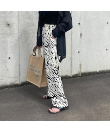 copine | ゼブラ柄ワイドパンツ(ホワイト)(その他パンツ)