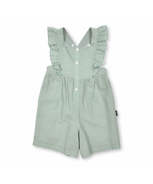 Noeil aime BeBe(ノイユエイムベベ)の「コットンレース肩フリルサロペット(90~130cm)(サロペット/オーバーオール・キッズ・グリーン/ブラウン・110)」の1枚目の写真
