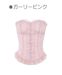 XS ドッド柄ダブルリボンコルセット ガーリーピンク XS ドッド柄ダブルリボンコルセット ガーリーピンク ガーリー