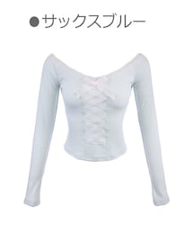 Bobon21 | レースアップオフショルバレエコアブラウス-全２色-(シャツ/ブラウス)