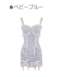 Bobon21 | 裾シャーリングリボンキャミワンピース-全２色-(ワンピース)