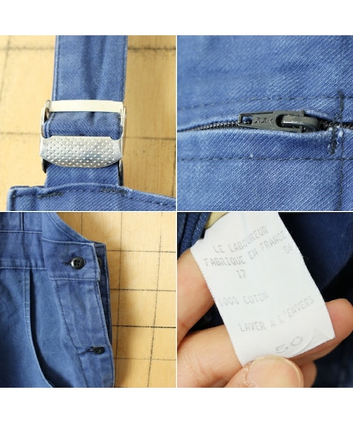 --（--）の「60s 70s ドイツ コットン ツイル ワーク オーバーオール W38相当 ネイビー ブルー ペインター ユーロ ヨーロッパ古着（サロペット/オーバーオール・レディース・ブルー・W38）」の2枚目の写真