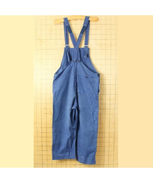 --（--）の「60s 70s ドイツ コットン ツイル ワーク オーバーオール W38相当 ネイビー ブルー ペインター ユーロ ヨーロッパ古着（サロペット/オーバーオール・レディース・ブルー・W38）」の4枚目の写真