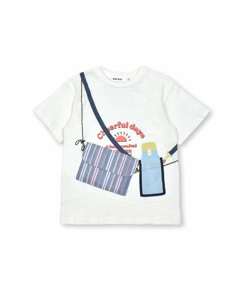 SLAP SLIP(スラップスリップ)の「フラップ付きポシェット&水筒モチーフプリント半袖Tシャツ(80~130cm)(Tシャツ/カットソー・キッズ・ホワイト/ブルー・110)」の1枚目の写真