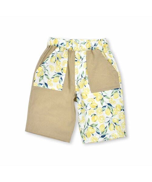 SLAP SLIP(スラップスリップ)の「ストライプ/レモン柄切り替えハーフパンツ(80~130cm)(その他パンツ・キッズ・ブルー/イエロー・110)」の2枚目の写真