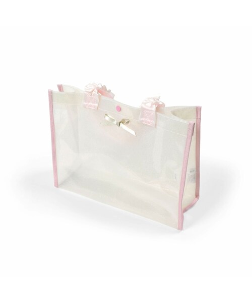 SLAP SLIP（スラップスリップ）の「恐竜プリントフリル持ち手リボン付きキラキラスイムバッグ（スイムグッズ・キッズ・ブルー/グリーン/ホワイト/パープル・Free）」の2枚目の写真