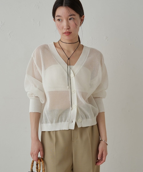 ラウンジドレス　Loungedress　カーディガン　トップス Loungedress(ラウンジドレス) パール釦フレンチカーディガン