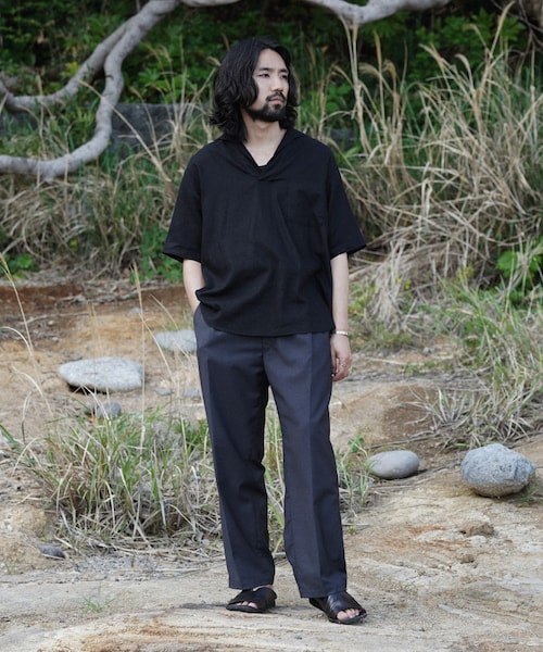 shiun（シウン）の「LINEN SKIPPER SHIRT（シャツ/ブラウス・メンズ・ブラック/ベージュ・XS/S/M）」の3枚目の写真
