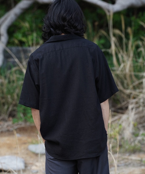 shiun（シウン）の「LINEN SKIPPER SHIRT（シャツ/ブラウス・メンズ・ブラック/ベージュ・XS/S/M）」の6枚目の写真