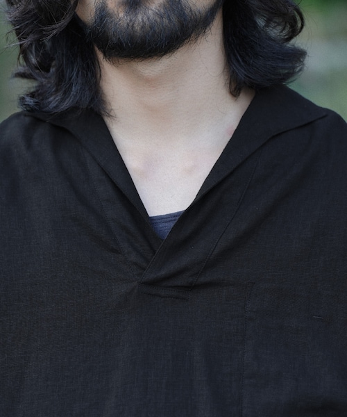 shiun（シウン）の「LINEN SKIPPER SHIRT（シャツ/ブラウス・メンズ・ブラック/ベージュ・XS/S/M）」の7枚目の写真