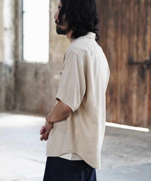 shiun（シウン）の「LINEN SKIPPER SHIRT（シャツ/ブラウス・メンズ・ブラック/ベージュ・XS/S/M）」の20枚目の写真