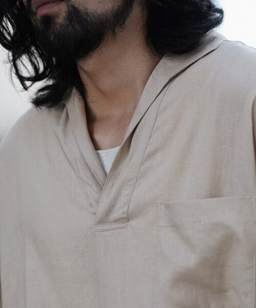 shiun（シウン）の「LINEN SKIPPER SHIRT（シャツ/ブラウス・メンズ・ブラック/ベージュ・XS/S/M）」の22枚目の写真