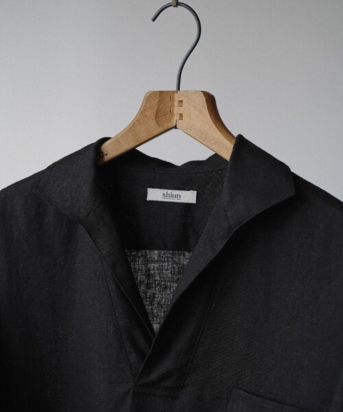 shiun（シウン）の「LINEN SKIPPER SHIRT（シャツ/ブラウス・メンズ・ブラック/ベージュ・XS/S/M）」の12枚目の写真