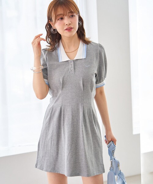 one after another NICE CLAUP(ワンアフターアナザーナイスクラップ)の「【LIMMSE】ワンポイント刺しゅうポロワンピース(ワンピース/ドレス・レディース・オフホワイト/ピンク/グレー/ブラック・FREE)」の3枚目の写真