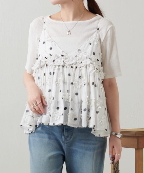 crinkle crinkle crinkle】刺繍ドットキャミソール