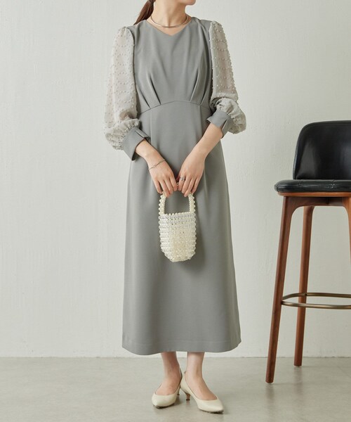 COLLAGE GALLARDAGALANTE(コラージュガリャルダガランテ)の「【オケージョン/結婚式】ドットパフドレス(ワンピース/ドレス・レディース・グレー・F)」の1枚目の写真