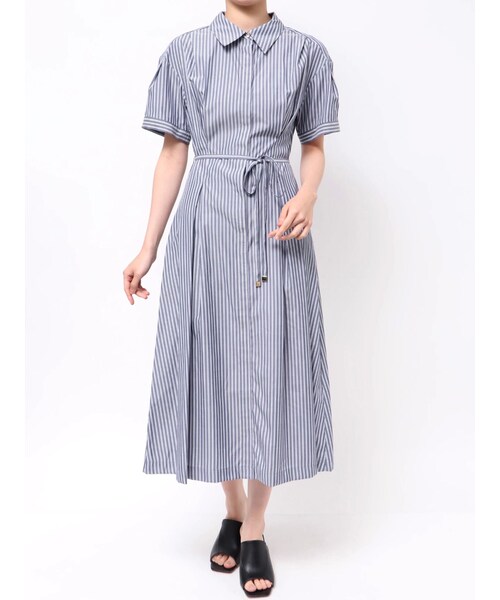 TONAL(トーナル)の「ウエストタックシャツワンピース(ワンピース・レディース・グレー/アイスブルー/ネイビー・M)」の3枚目の写真