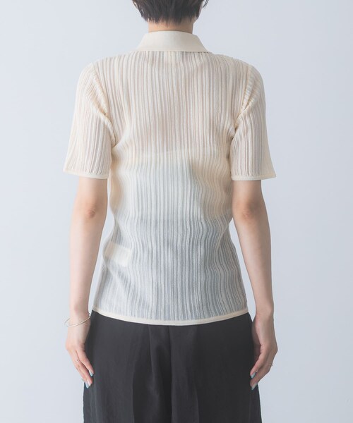 ELENDEEK　SHEER PLEATS KNIT TOP