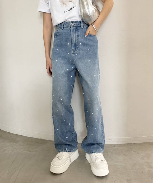 one after another NICE CLAUP（ワンアフターアナザーナイスクラップ）の「ワイドデニム/SM展開（デニムパンツ・レディース・ブルー系その他/ブルー・1/2）」の2枚目の写真