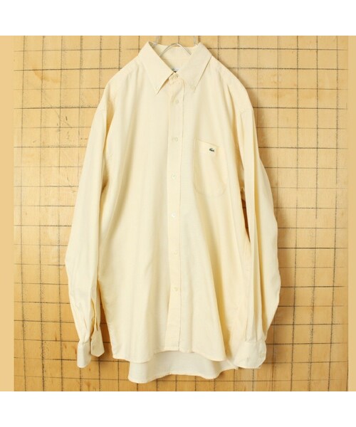 FRENCH LACOSTE(フレンチラコステ)の「フランス企画 フレンチラコステ Lacoste 長袖 ボタンダウン シャツ ライトイエロー メンズL相当 ヨーロッパ古着(シャツ/ブラウス・レディース・イエロー・L)」の1枚目の写真