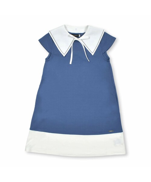 BeBe(ベベ)の「セーラー付け襟ポンチ配色ワンピース(90~150cm)(ワンピース・キッズ・ブルー・110)」の1枚目の写真