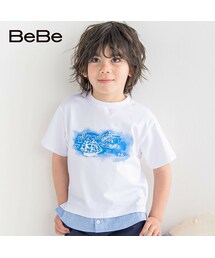 BeBe | マリンプリントレイヤード風半袖天竺Tシャツ(80~150cm)(Tシャツ/カットソー)