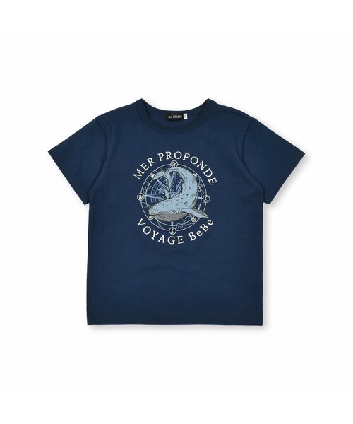BeBe（ベベ）の「【吸水速乾】ホエール＆マップ半袖天竺Tシャツ(90~150cm)（Tシャツ/カットソー・キッズ・ブルー/その他・110）」の2枚目の写真