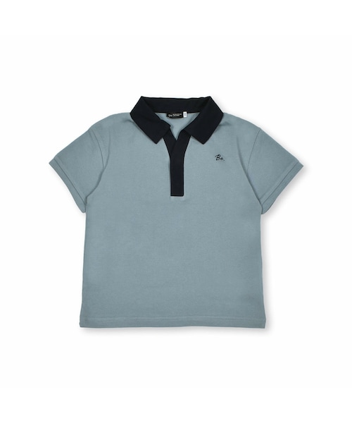 BeBe（ベベ）の「スキッパーカラーカノコ半袖ポロシャツ(100~140cm)（ポロシャツ・キッズ・ベージュ/ブルー・110）」の2枚目の写真